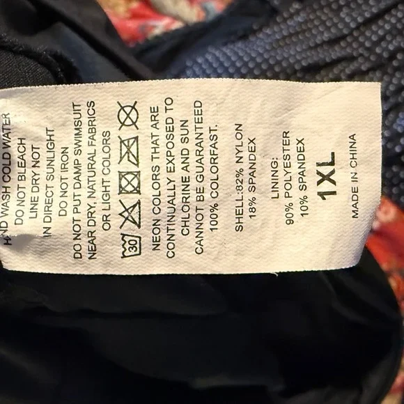 Smismivo Black Ruffle Sleeve Swimdress One Piece Swimsuit Plus Size 1XL - Picture 6 of 6